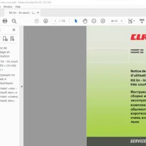CLAAS  VARIANT 260 VARIANT 280 Kit lin - lin court - Lin très court Notice de montage et deutilisation Manual